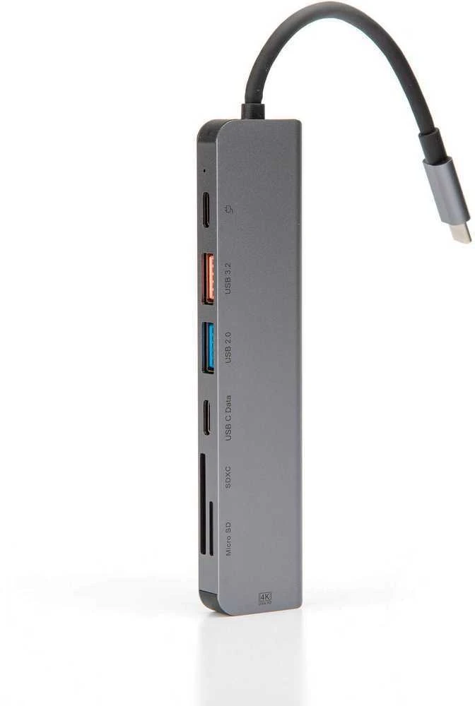 Platinet 7in1 USB-C šakotuvas (PMH9997B) (1xHDMI 4K; 1xUSB-C; 2xUSB 3.2; SD MicroSD)