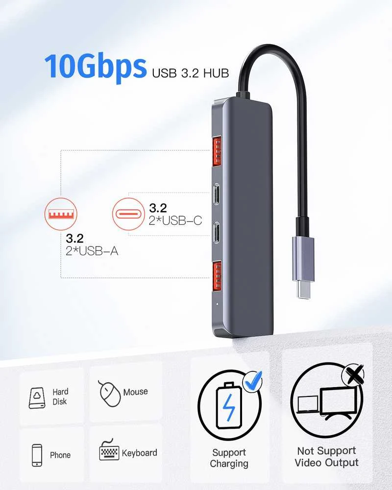 Platinet USB-C šakotuvas su 10Gbps duomenų perdavimu