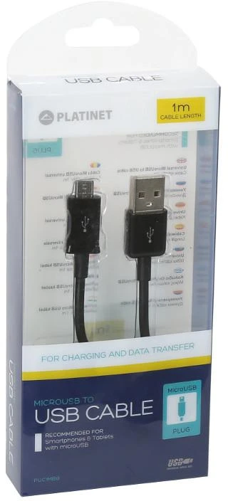 Platinet kabelis microUSB 1m, juodas