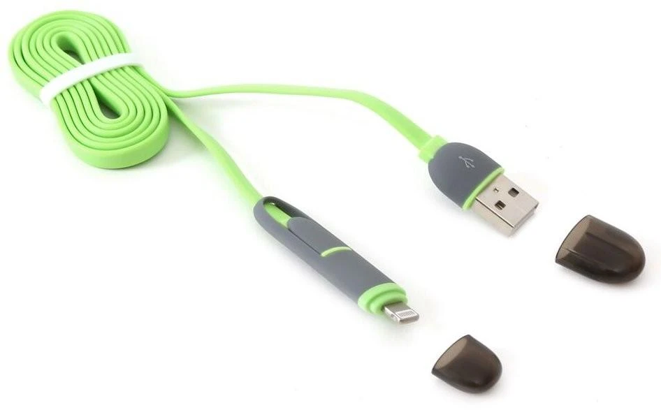 Platinet kabelis USB – microUSB/Lightning 1m, žalias (42872)