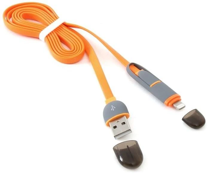 Platinet kabelis USB – microUSB/Lightning 1m, oranžinis (42873)