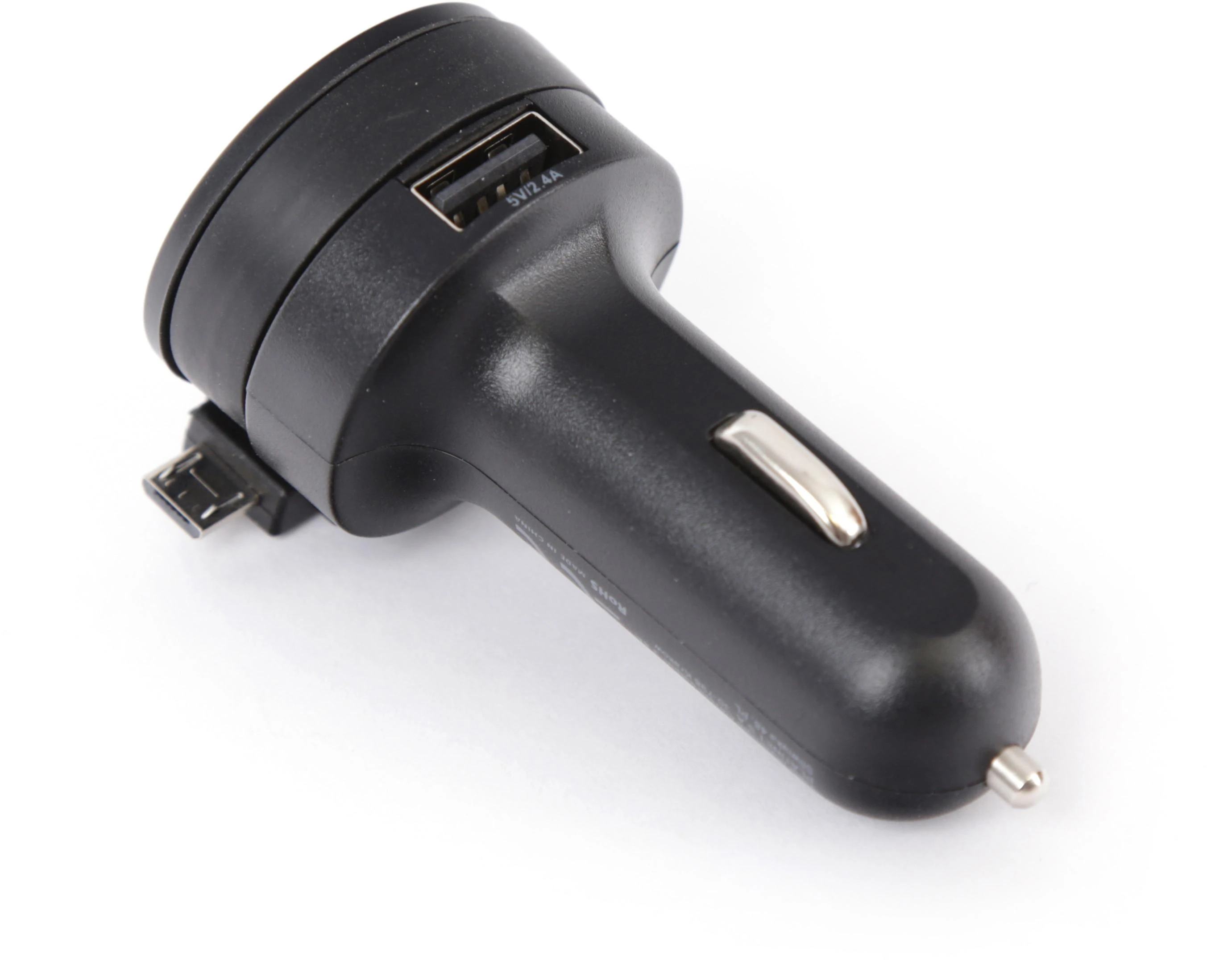 Įkroviklis automobilinis Platinet su MicroUsb laidu (1xUSB 2.4A) juodas