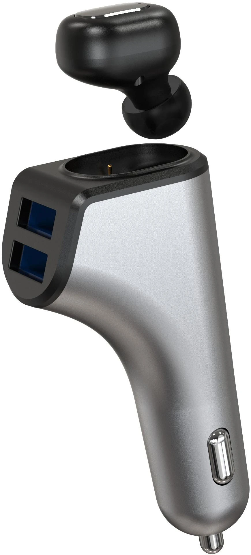 Įkroviklis automobilinis Platinet + Bluetooth ausinė (2xUSB 2.4A)