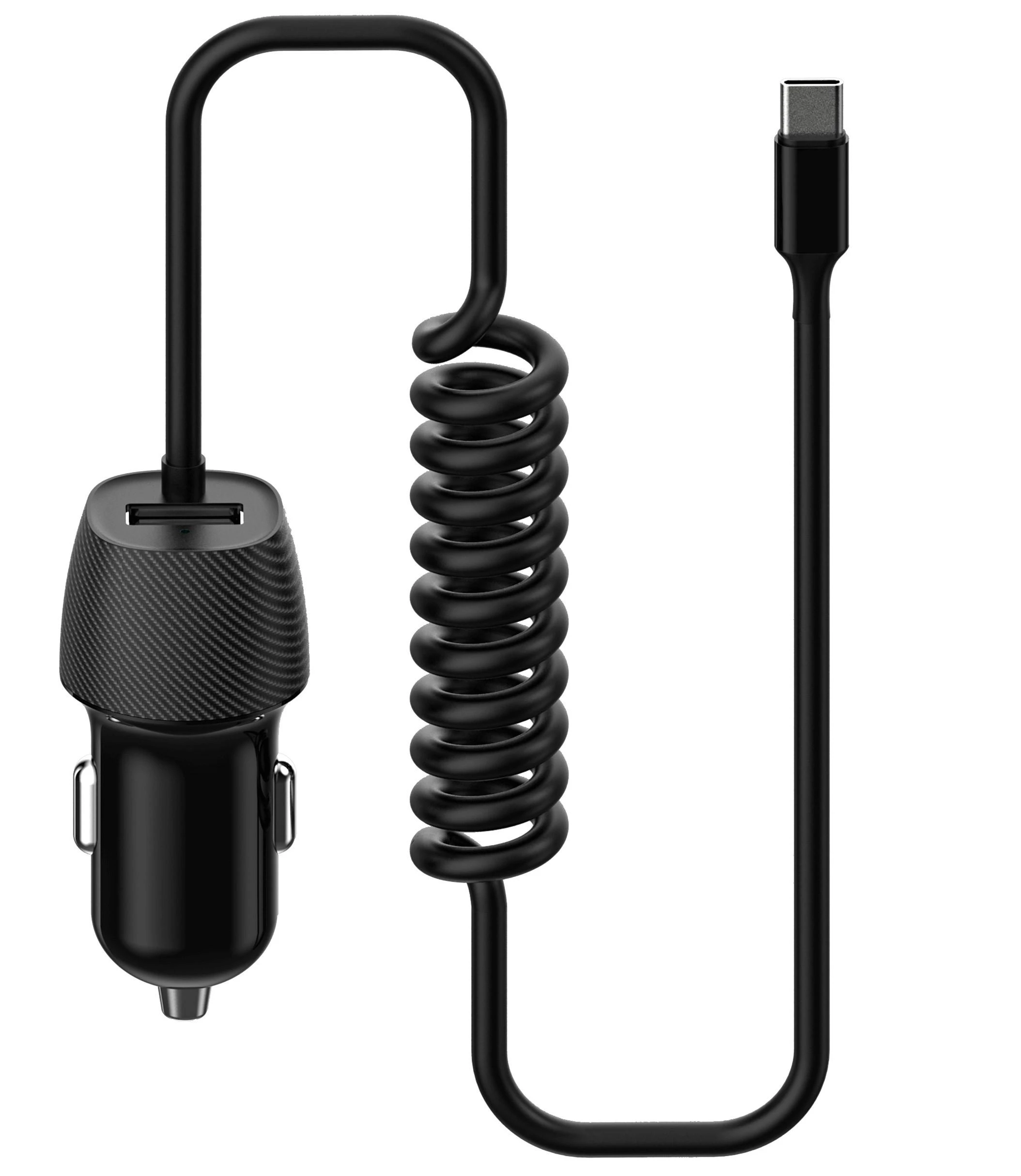 Įkroviklis automobilinis Platinet (PLCRSC) su Type-C laidu (1xUSB 3.4A) juodas
