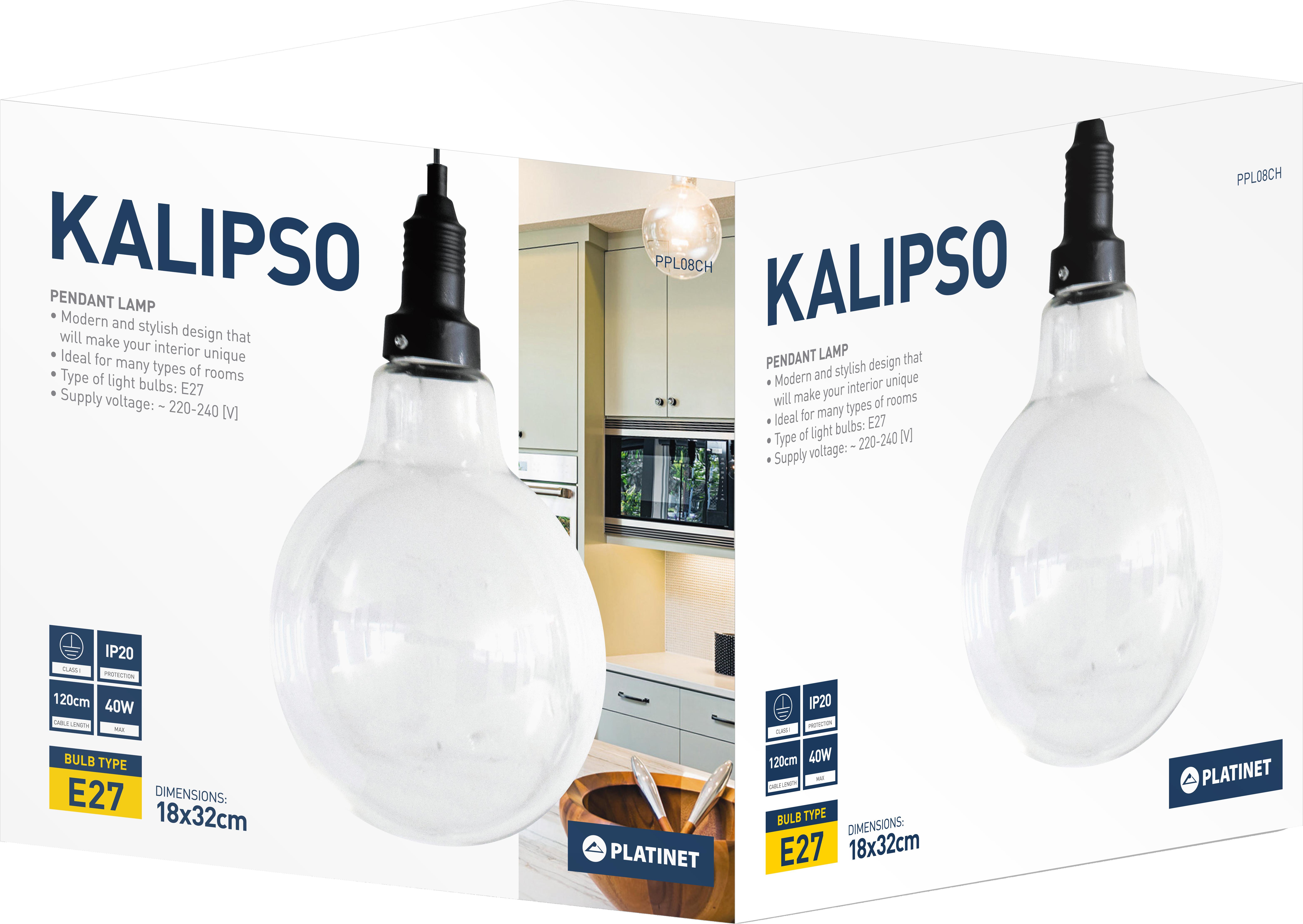 Pakabinamas šviestuvas Platinet lubinis šviestuvas Kalipso PPL08CH E27