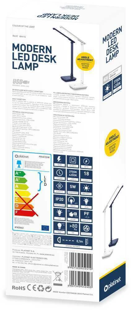 Platinet desk lamp PDL6731B 5W, juodas (46194)