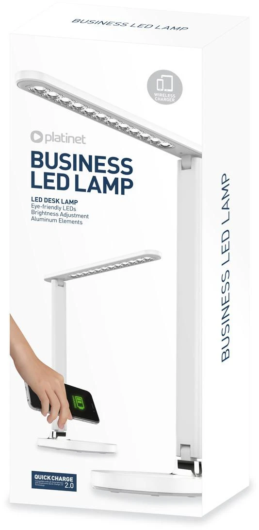 Platinet stalinė lempa su belaidžiu įkrovikliu PDL081W 18W QI, balta (45244)