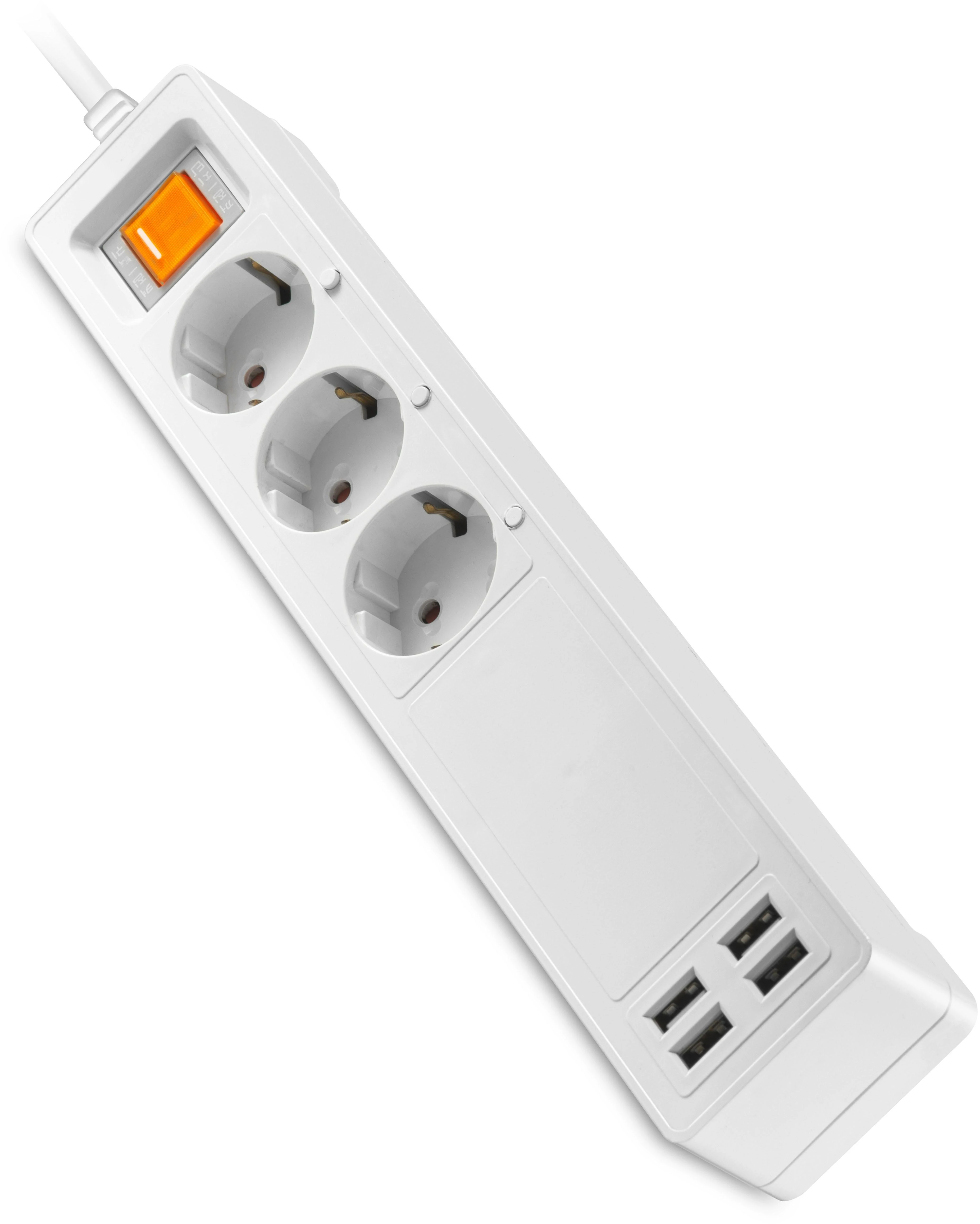 Platinet ilgintuvas 3 lizdai USB WiFi Tuya 1,8m, baltas (45507)