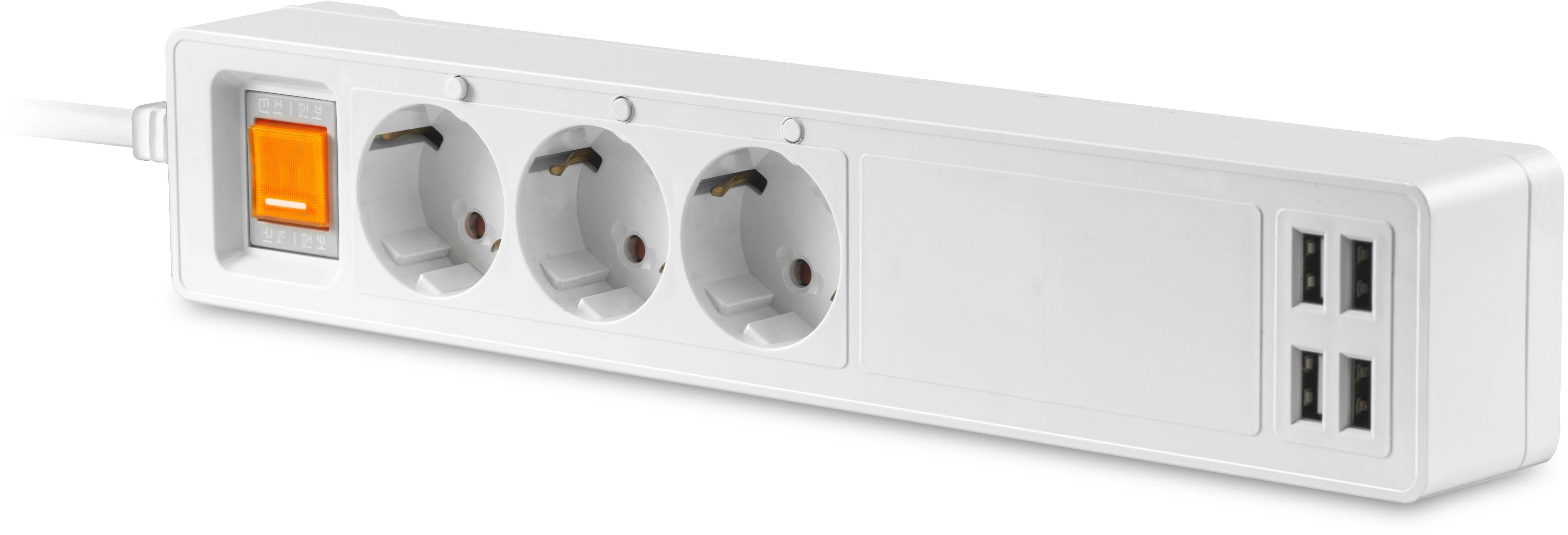 Platinet ilgintuvas 3 lizdai USB WiFi Tuya 1,8m, baltas (45507)