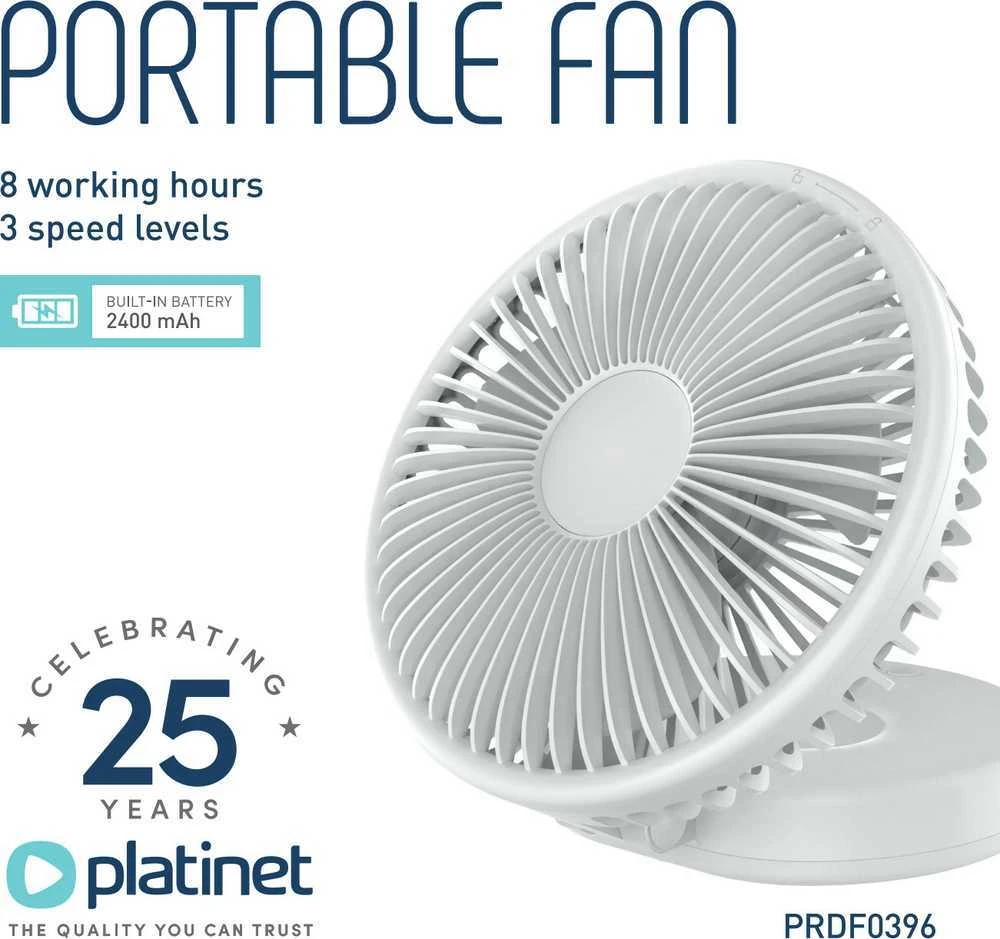 Platinet įkraunamas ventiliatorius PRDF0396 2400mAh (46053)