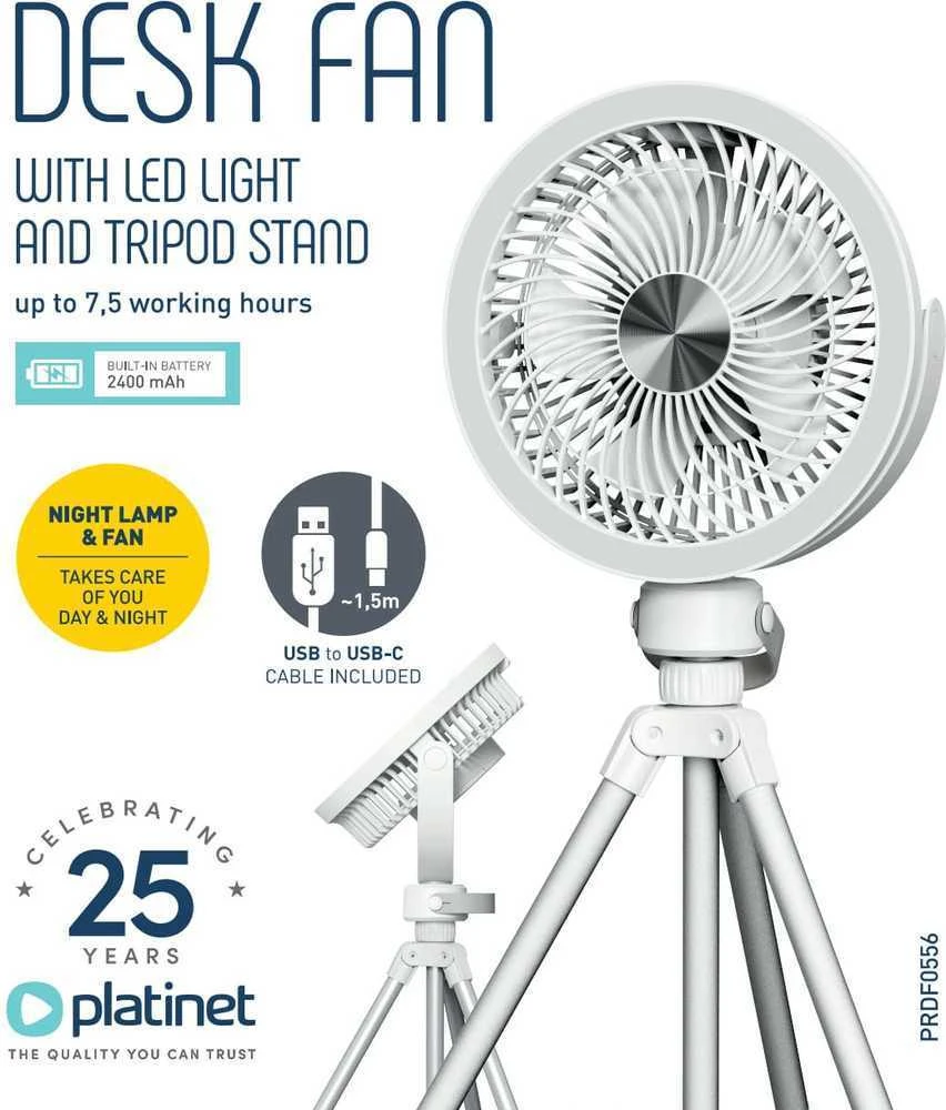 Platinet įkraunamas ventiliatorius PRDF0556 2400mAh (46055)