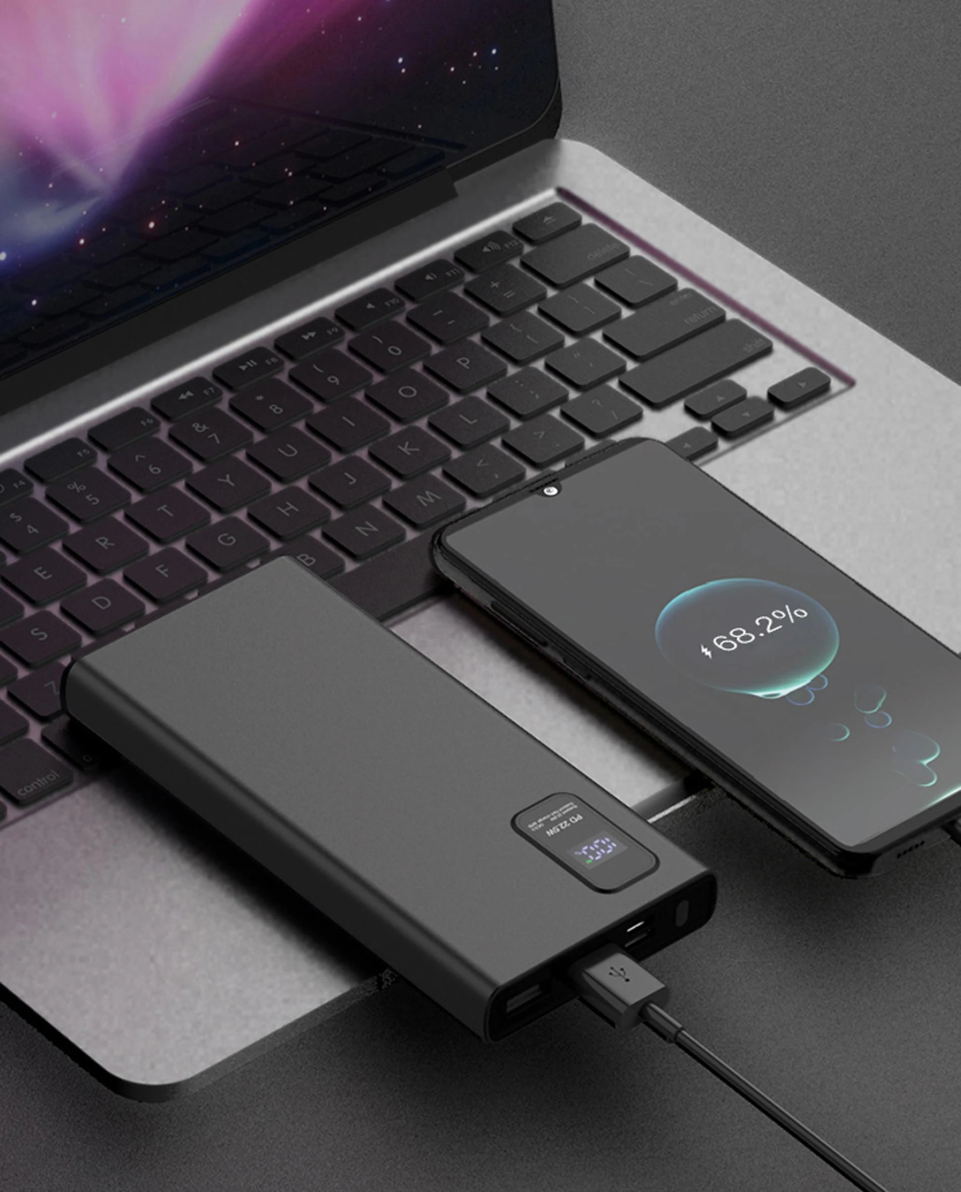 Išorinė baterija POWER BANK Platinet LED 10000mAh (2xUSB; 1xType-C; QC3.0 22,5W) juoda