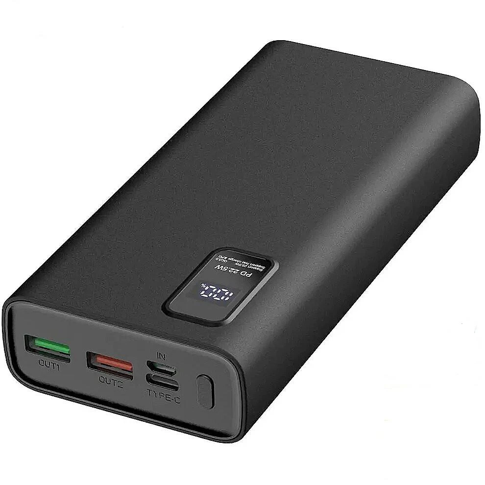 Išorinė baterija POWER BANK Platinet 20000mAh (2xUSB; 1xType-C; QC3.0 22,5W) juoda