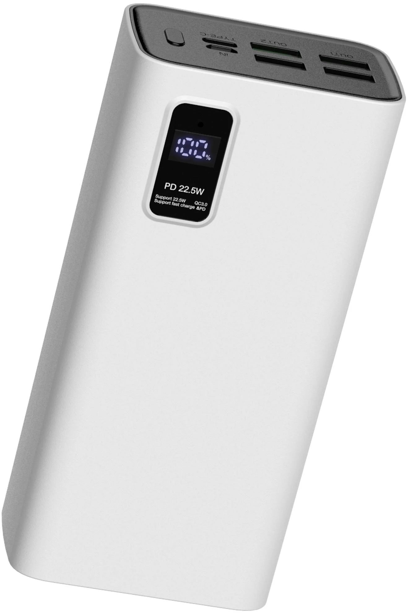 Išorinė baterija POWER BANK Platinet 30000mAh (4xUSB; 1xType-C; QC3.0 22,5W) juoda