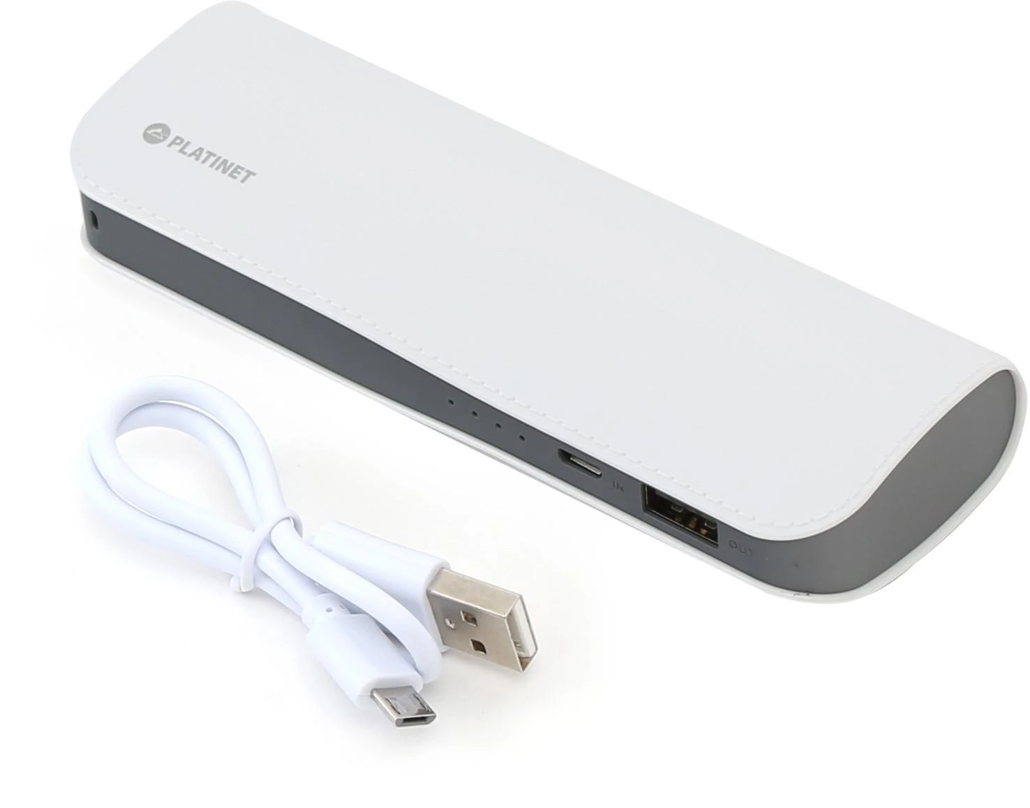 Odinės apdailos išorinė baterija PowerBank Platinet 7200mAh PMPB72LW su microUSB laidu