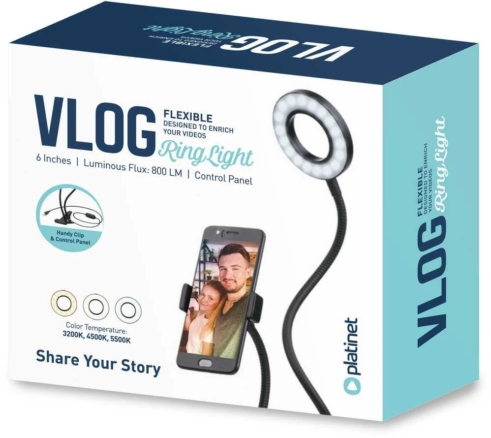 Platinet žiedinis šviestuvas PMRL3 Vlog LED Lankstus