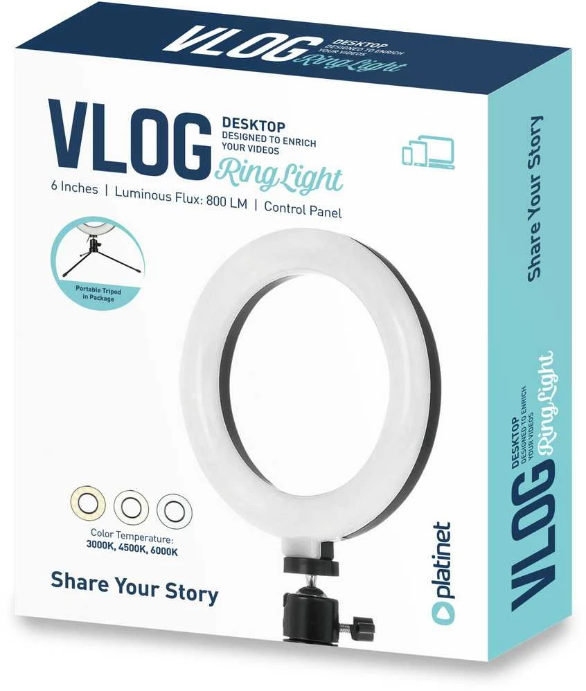 Platinet žiedinis šviestuvas PMRL6 Vlog LED Desktop 6"