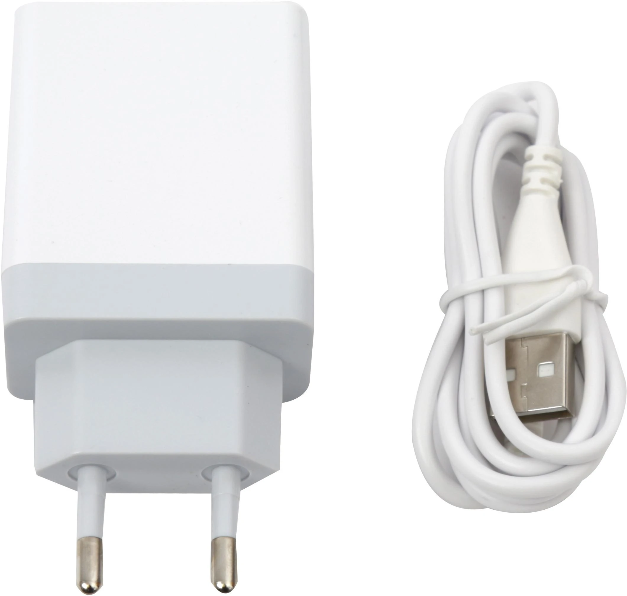 Platinet USB įkroviklis 2xUSB 3.4A, baltas + laidas (43723)