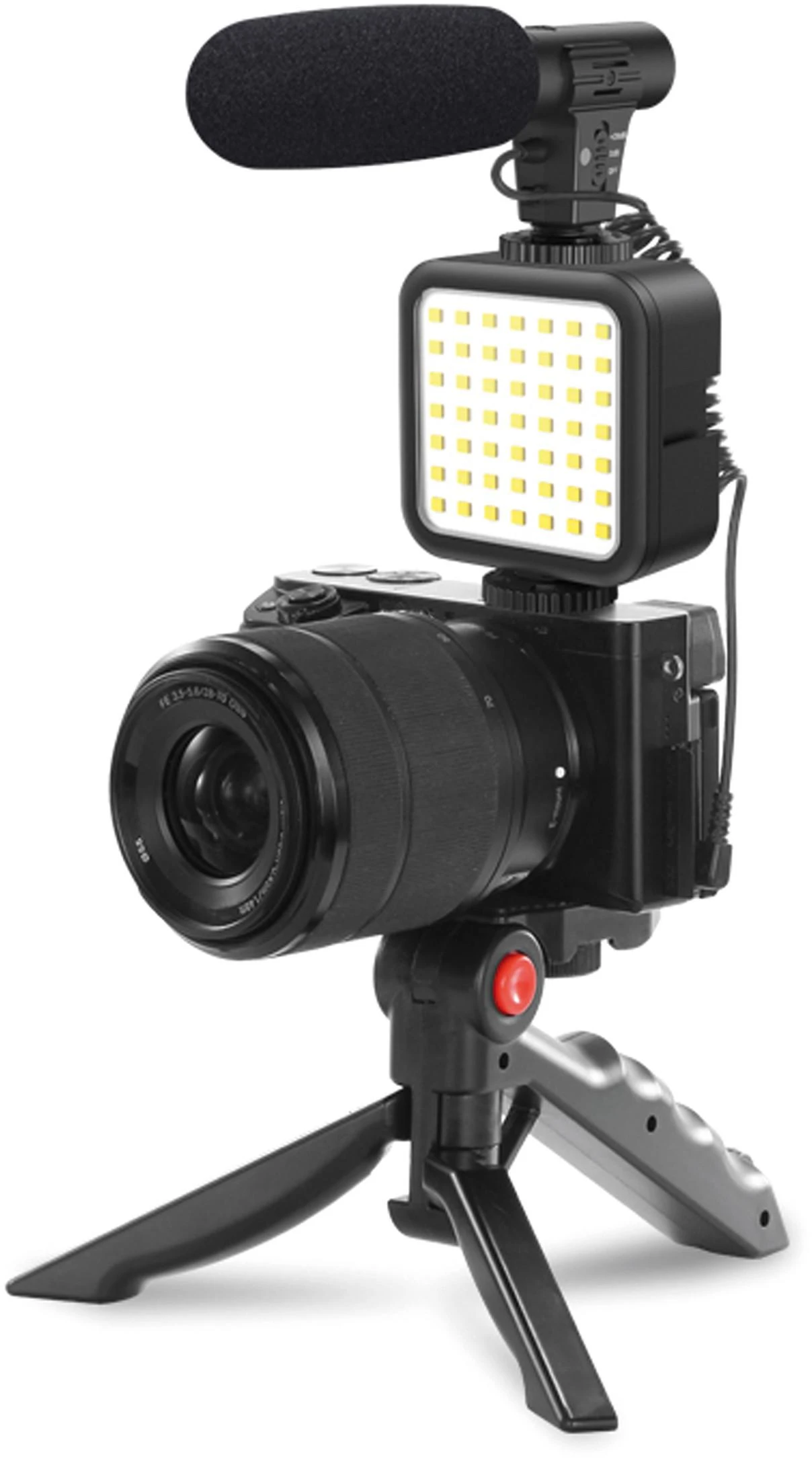 Universalus laikiklis Platinet VLOG 4in1 (mikrofonas; led; laikiklis) juodas