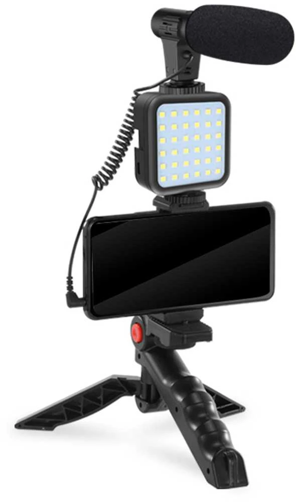 Universalus laikiklis Platinet VLOG 4in1 (mikrofonas; led; laikiklis) juodas