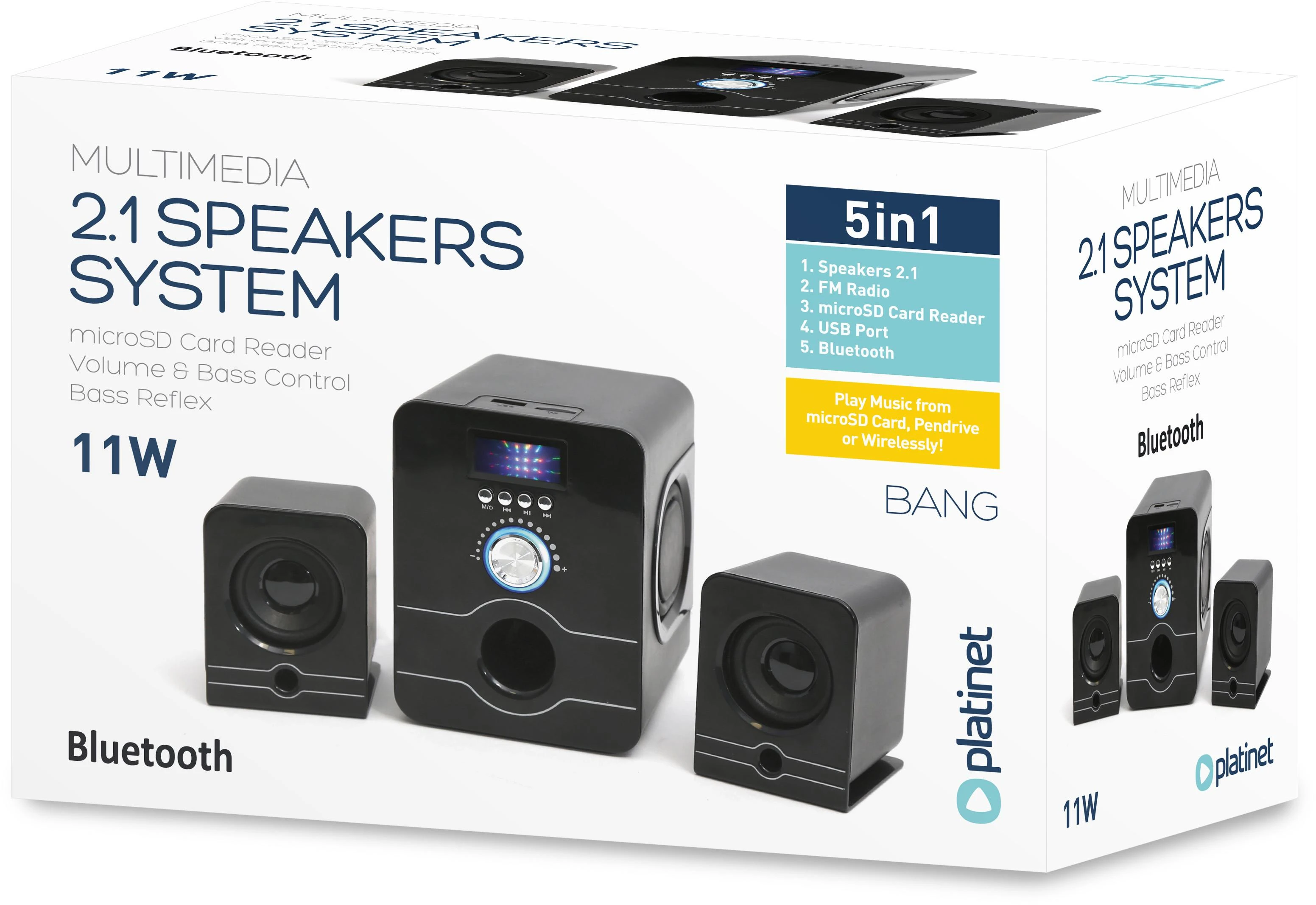 Kompiuterio kolonėlės Bluetooth kolonėlės Platinet (PSBB) (AUX, FM, TF card) juodos spalvos