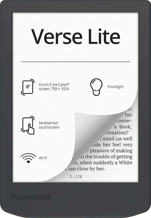 Elektroninė skaityklė PocketBook Verse Lite 6" 8G Wi-Fi Midnight Grey (PB619-T-WW)