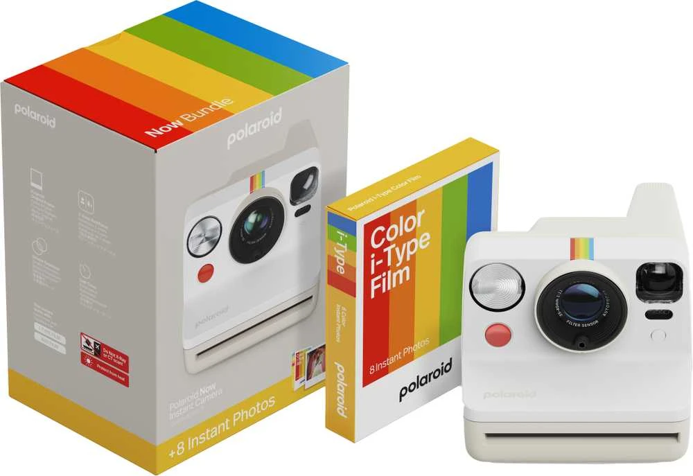 Polaroid Now Gen 3 Pebble Baltas rinkinys su spalvota plėvele (8 nuotraukos)
