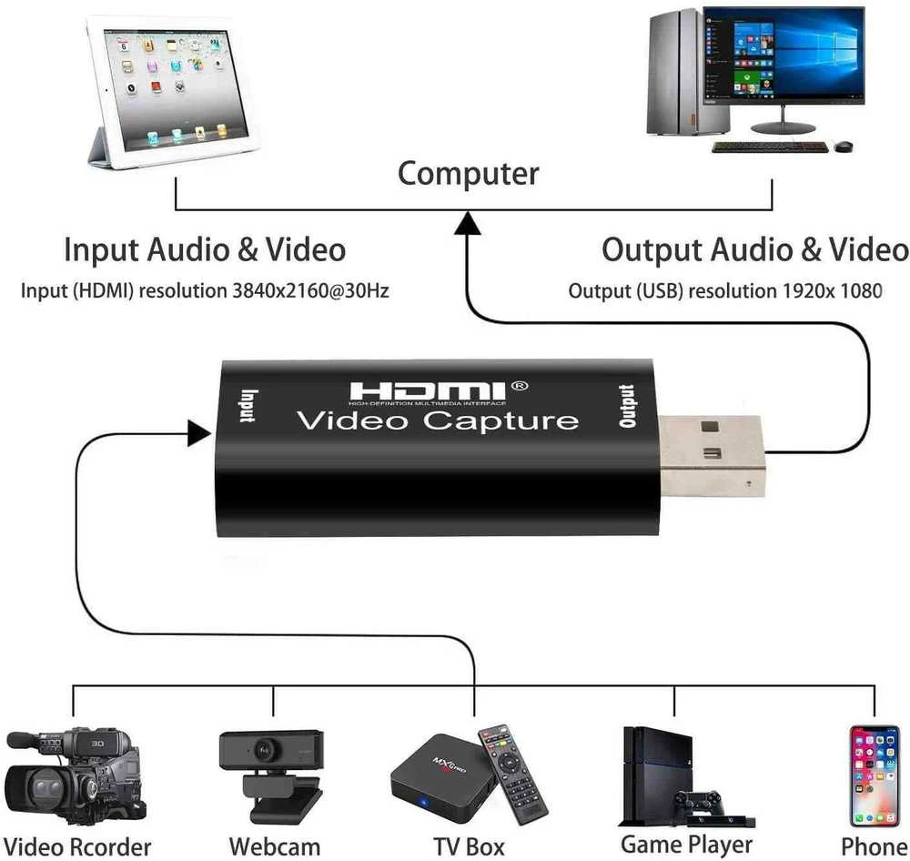 „PremiumCord“ HDMI fiksavimo / griebtuvas, skirtas įrašyti vaizdo / garso signalą į kompiuterį su USB3.0