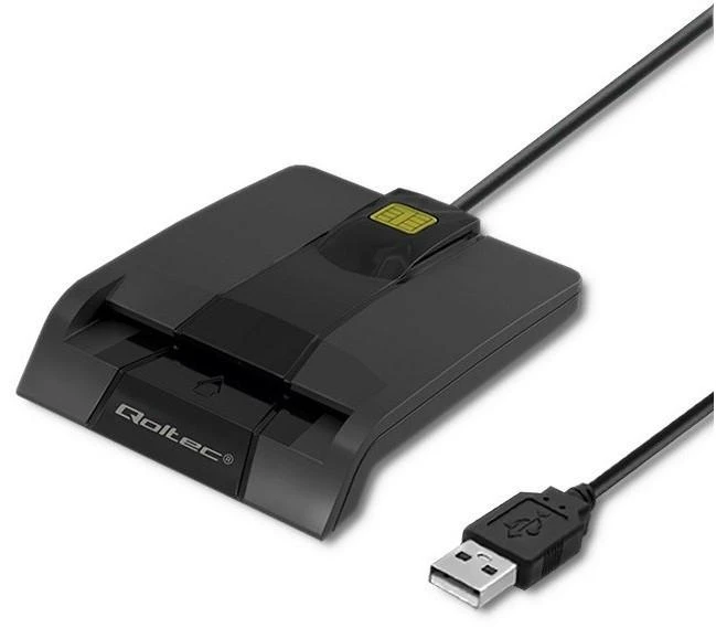 QOLTEC 50634 Išmanusis Smart ID lustinių kortelių skaitytuvas SCR0634 USB Type C