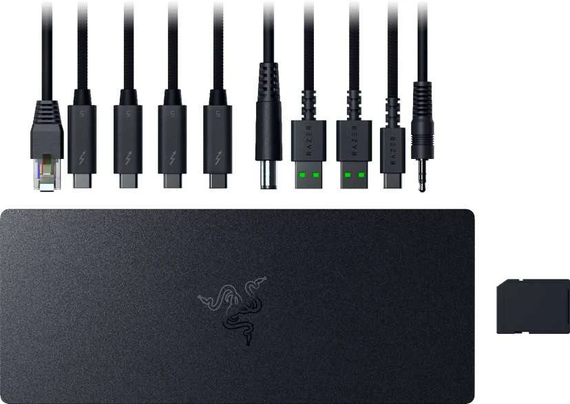 „Razer“ darbalaukio RGB dokas keliems įrenginiams ir ekranams | „Thunderbolt 5“ dokas