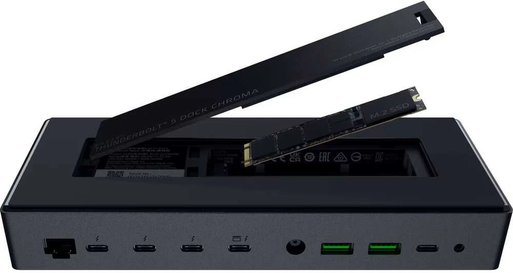 „Razer“ darbalaukio RGB dokas keliems įrenginiams ir ekranams | „Thunderbolt 5“ dokas
