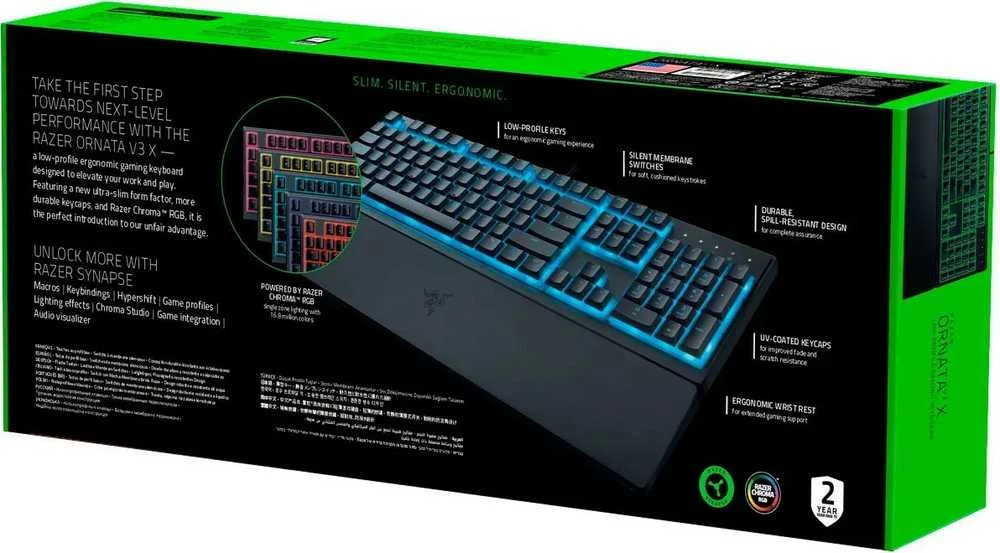 Razer | Klaviatūra žaidimams | Ornata V3 X | Klaviatūra žaidimams | su laidu | RGB LED pašvietimas | NORD | Silent Membrane | Juodas