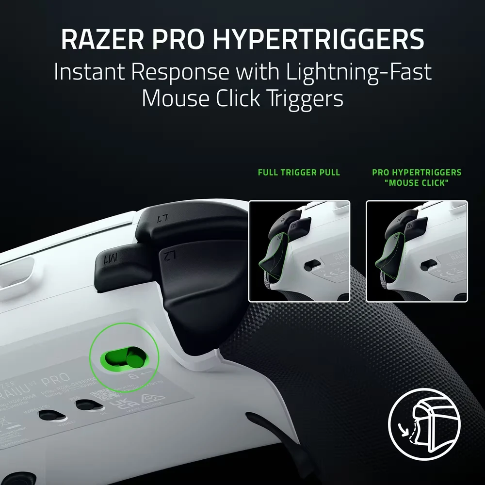 „Razer“ belaidis eSporto valdiklis, skirtas „PlayStation 5“ ir asmeniniam kompiuteriui | „Raiju V3 Pro“ | „Baltas“