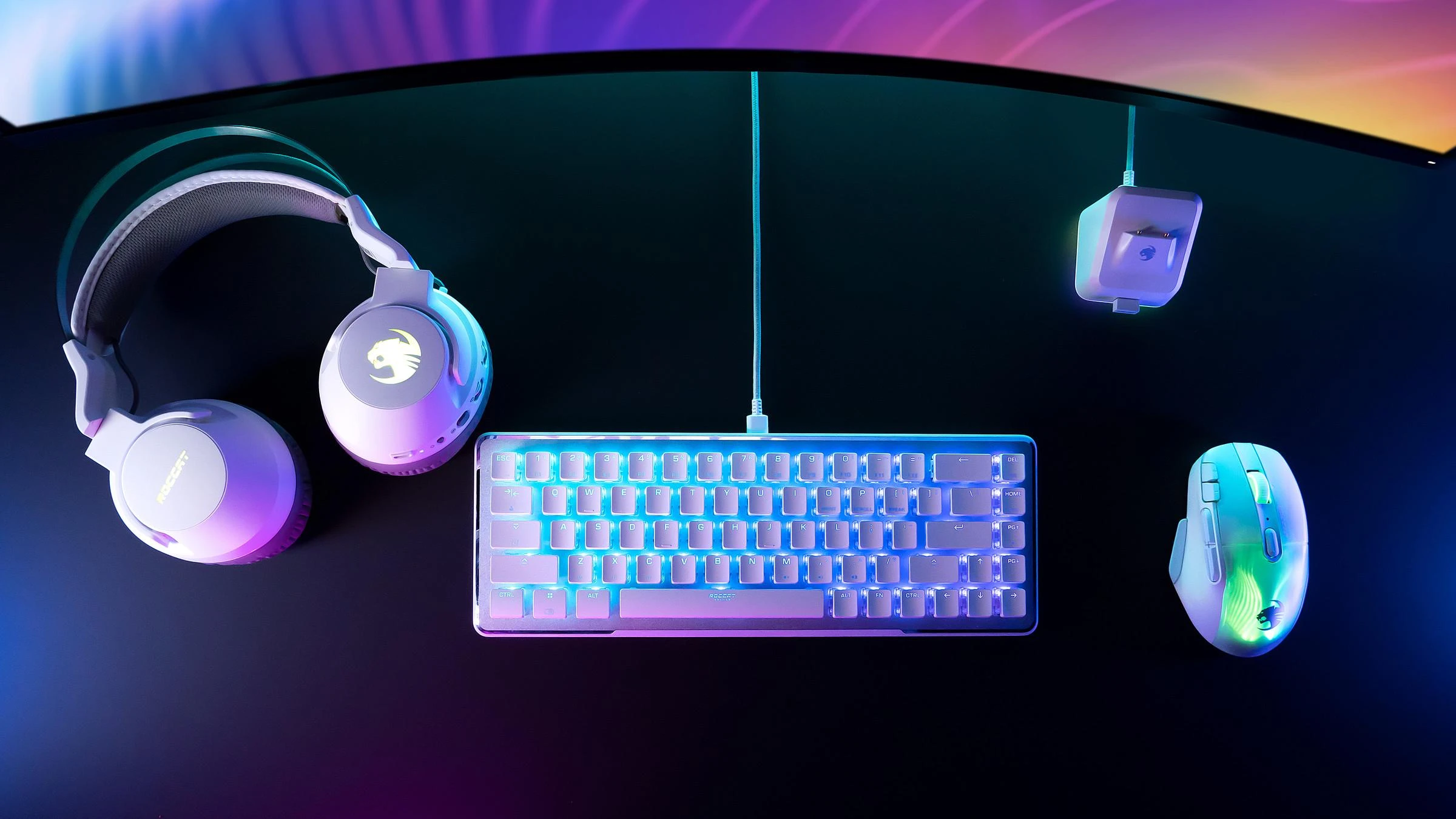 ROCCAT Vulcan II Mini RGB balta mechaninė klaviatūra (US, Raudona switch)