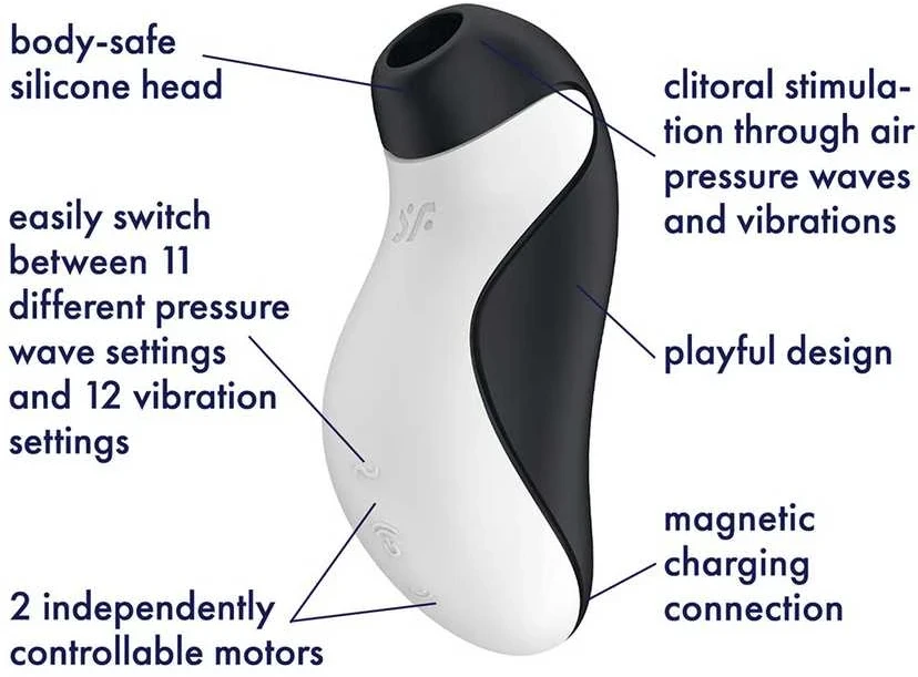 Satisfyer Orca Juodas & Baltas klitorio stimuliatorius