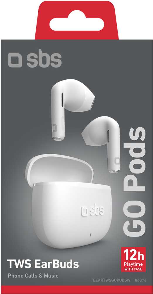 SBS belaidės ausinės Go Pods TWS, baltos