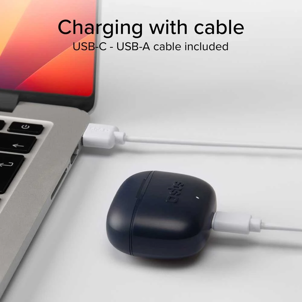 SBS Go Pods ausinių dėklas kraunamas per USB-C laidą