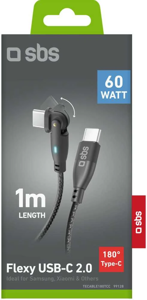 SBS laidas USB-C - USB-C Flexy 60W 1m