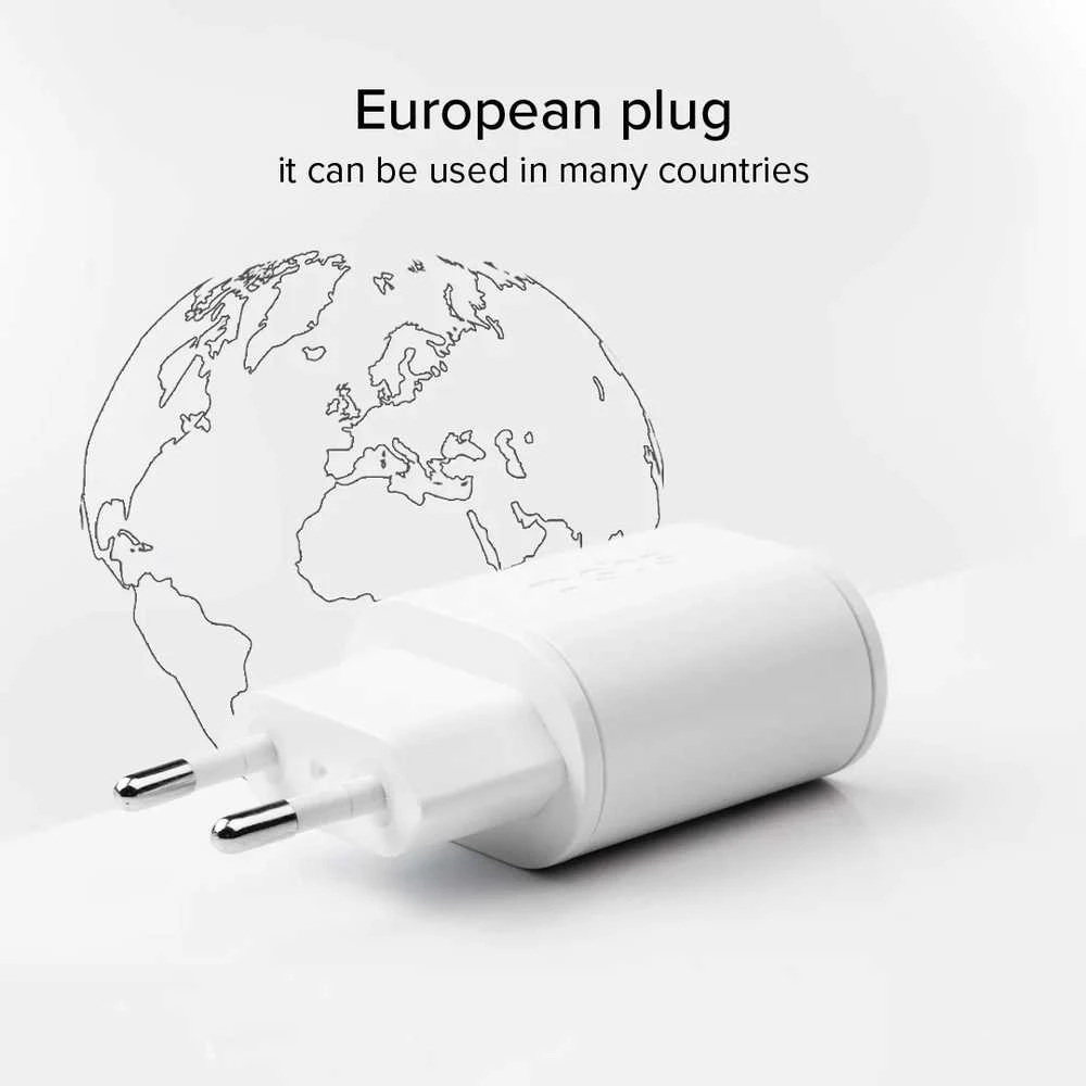 SBS TETRPD20W 20W USB-A USB-C sieninis įkroviklis su maitinimo tiekimu – baltas