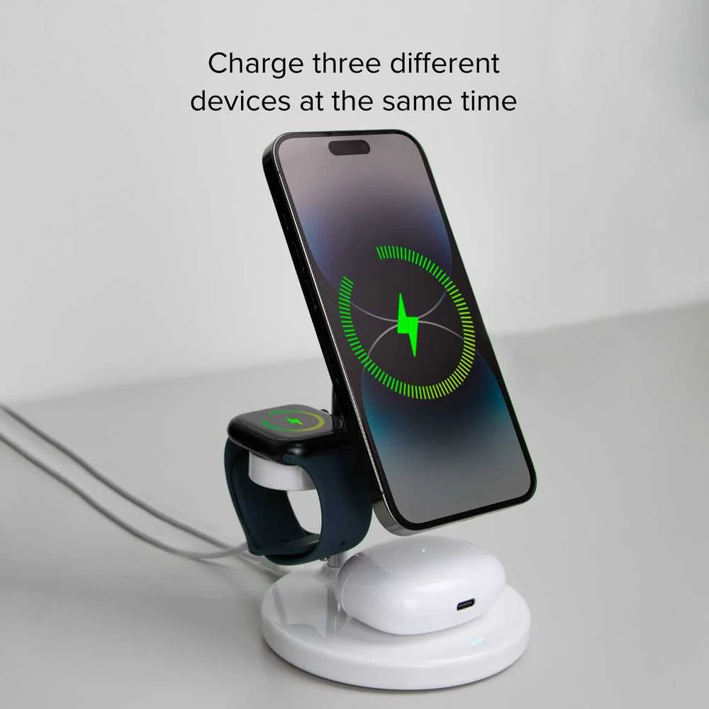 SBS įkrovimo stotelė MagSafe 15W 3in1, balta