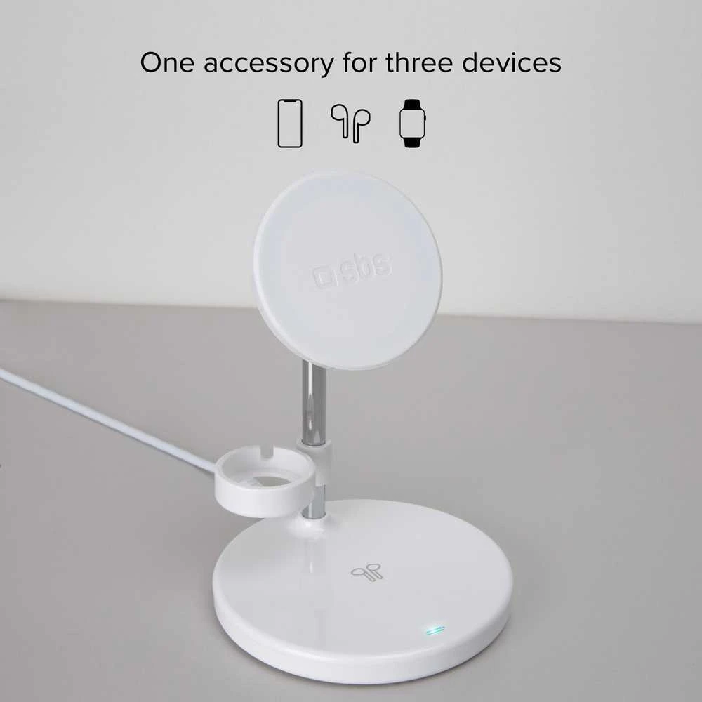 SBS įkrovimo stotelė MagSafe 15W 3in1, balta