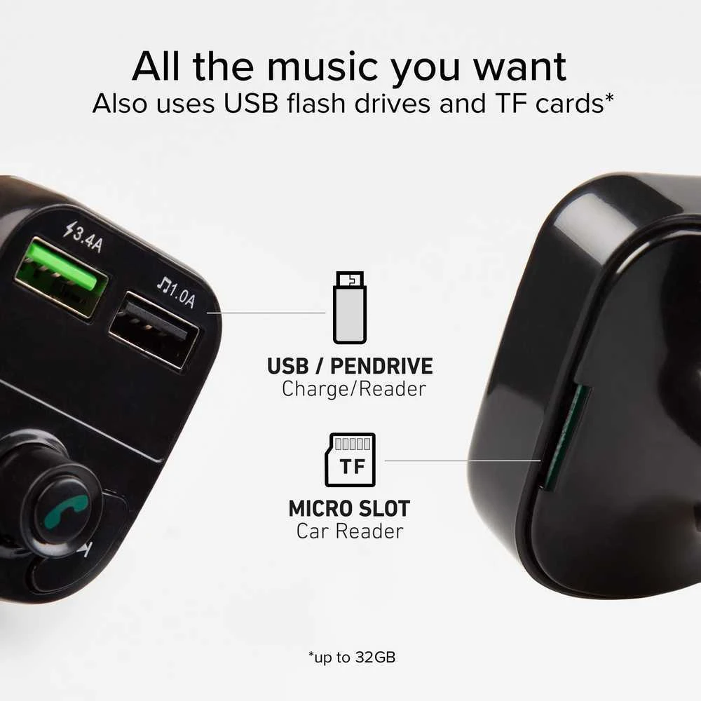 SBS FM siųstuvas/automobilinis įkroviklis 2xUSB 15W