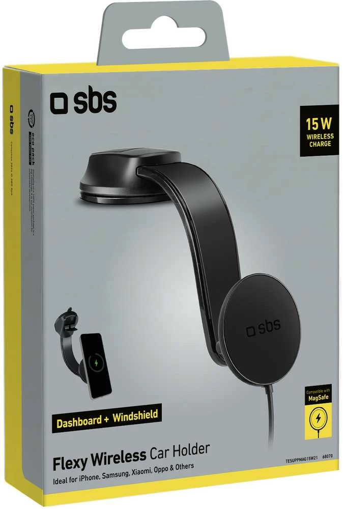 Telefono lakiklis su belaidžiu įkrovimu SBS TESUPPMAG15W2115W compatible with MagSafe - juodas