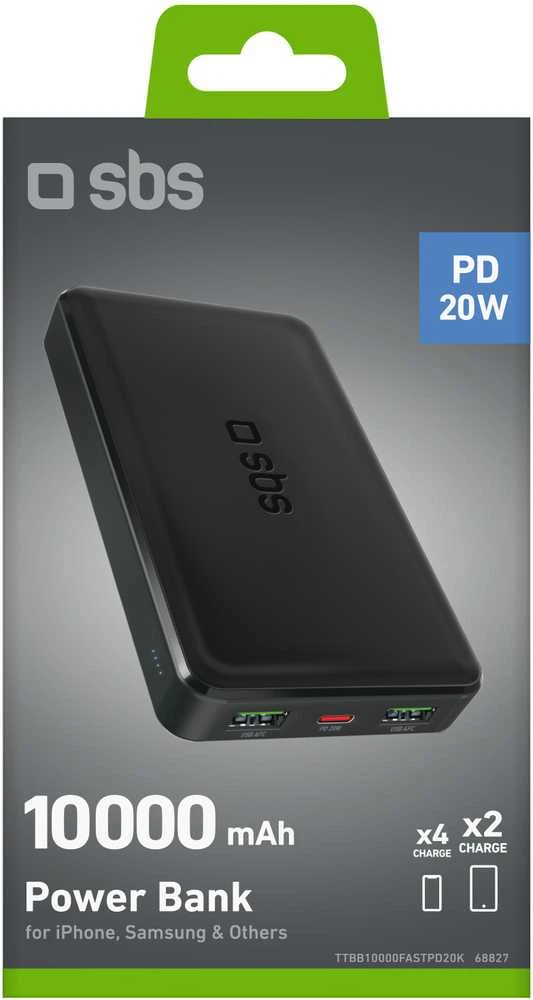 Išorinė baterija SBS TTBB10000FASTPD20K 10000 mAh 20W su maitinimo šaltiniu – juodas