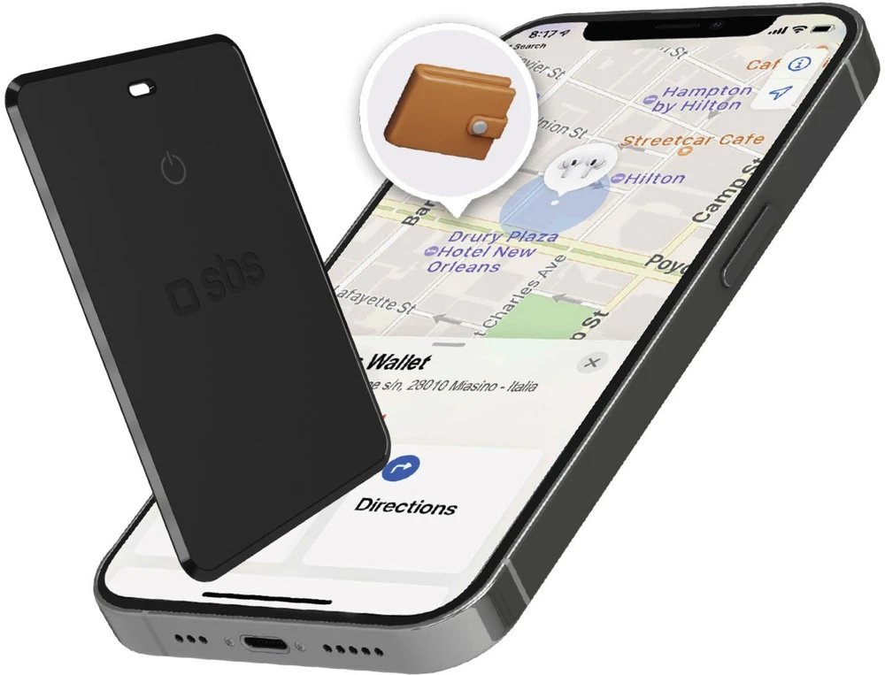 SBS Track My Card itin plonas universalus iOS ir Android lokatorius – Juodas