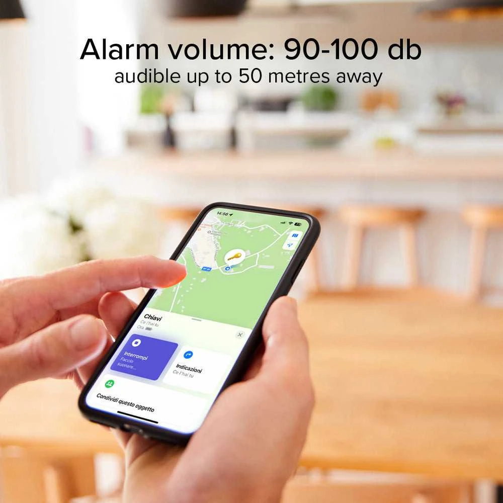 SBS Track My Circle atsparus vandeniui IP65 lokatorius, suderinamas su Apple Find My™ ir Baltas