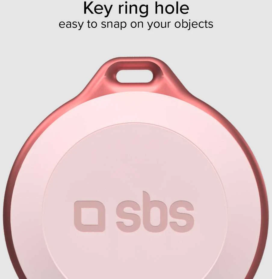 SBS Track My Circle Atsparus vandeniui IP65 Locator Compatible with Apple Find My – rožinės spalvos
