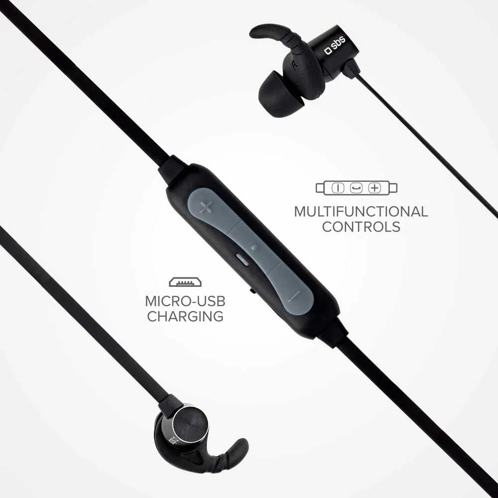 SBS TEEARBT501K, Ausinės, į ausis įkišamos, Sports, Juodas, Dvipusės, Mygtukai