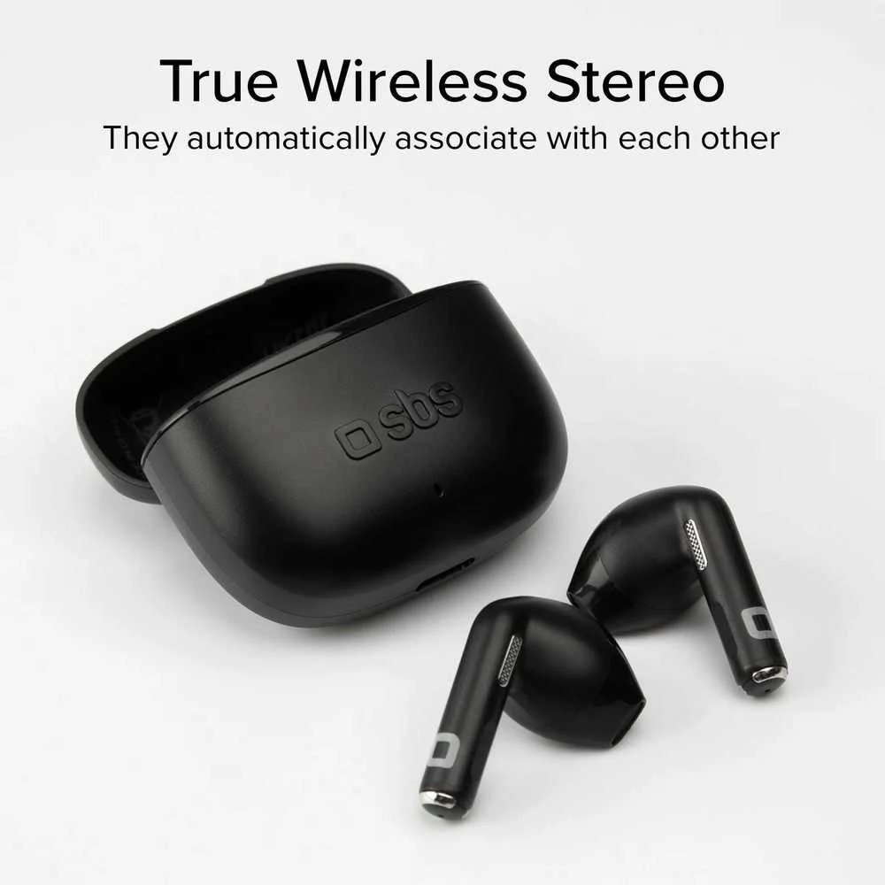 Juodos SBS Go Pods ausinės su atviru dėklu