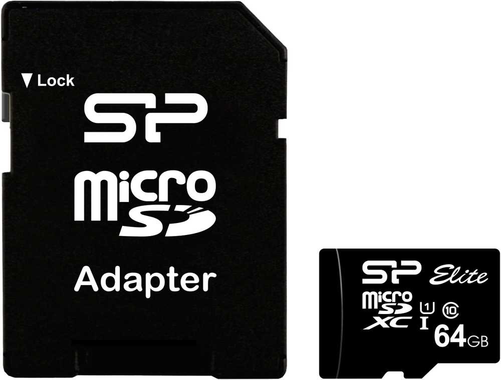 Silicon Power atminties kortelė Micro SDXC 64GB Elite + adapteris